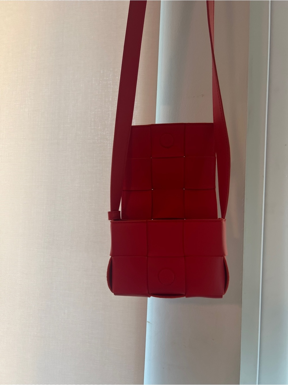 Bottega Veneta Red Woven Leather Crossbody Bag